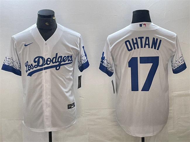 Men's Los Angeles Dodgers #17 Shohei Ohtani White City Connect Cool Base Stitched Jersey Men's Los Angeles Dodgers #17 Shohei Ohtani White City Connect Cool Base Stitched Jersey